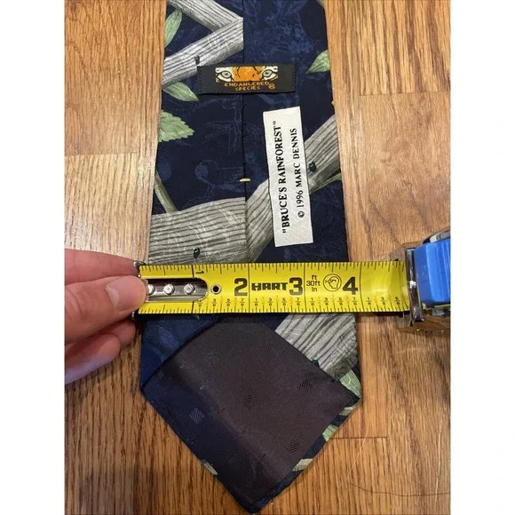 VTG Endangered Species Mens Tie Bruce's Rainforest 1996 Tree Frogs Print Silk - Picture 3 of 4